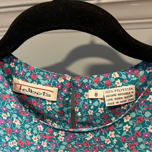 Talbots Blue Floral Maxi Dress with Crew Neck and Short Sleeves size 8 - Picture 4 of 5